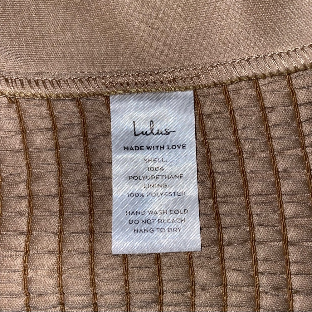 NEW Lulus Date Night Pick Vegan Leather Bustier Strapless Crop Top Tan Medium - Picture 11 of 12